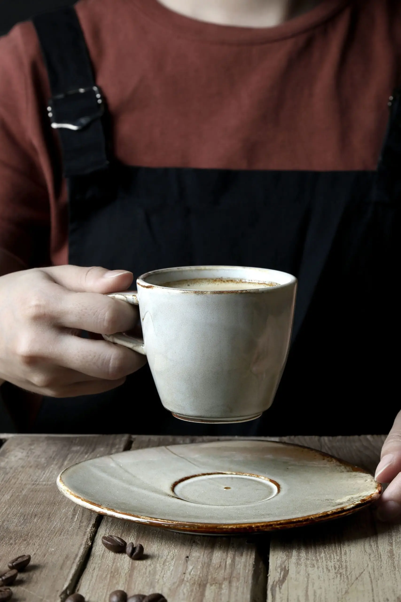 Reactive Grey Coffee Cup & Saucer (Set of 2)