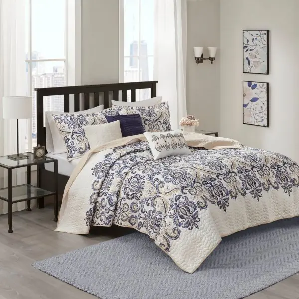 Quilt set (Floral Beige/Purple)